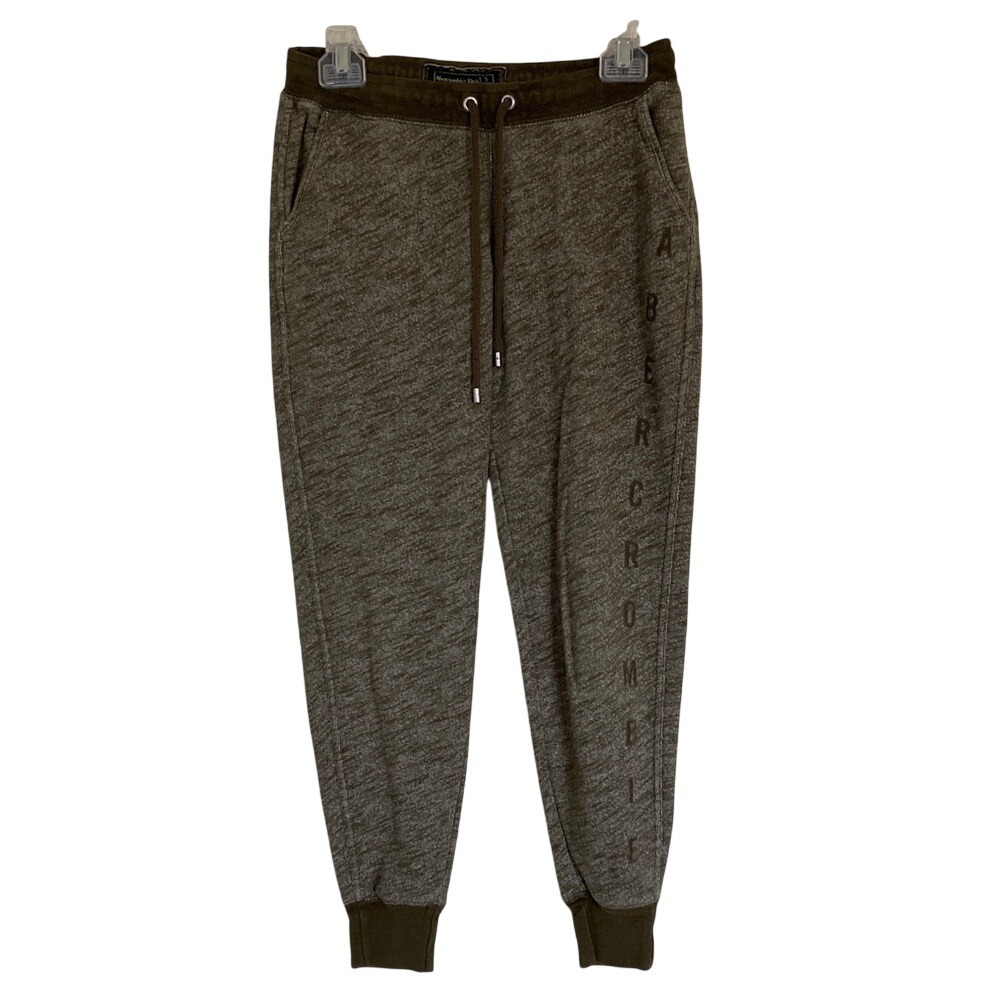 Abercrombie & Fitch‎ Womens Heathered Olive Jogger Pant Size Small Spell Out